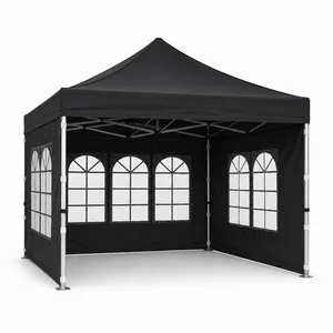 10'x10' Waterproof Pop Up Canopy Tent with Sides - Black