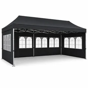 10'x20' Waterproof Pop Up Canopy Tent with Sides - Black