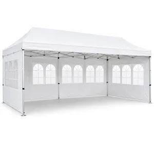 10'x20' Waterproof Pop Up Canopy Tent with Sides - White