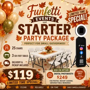 Starter Party Package with available photo booth add on 