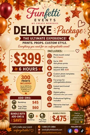 PHOTO BOOTH DELUXE Please give us a call for availability 