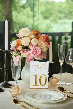 Gold Mirrored Acrylic Table Numbers 1-10 Set