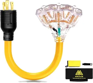  30 amp to 15 Amp/20 Amp Generator Adapter Locking Cord Nema L5-30P Male to 3X 5-20R Female 1.5 FT Household Outlet s
