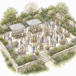 Pack Mariage 20 personnes - Tonnelles 3x345, Tables, Chaises, Mange-Debout