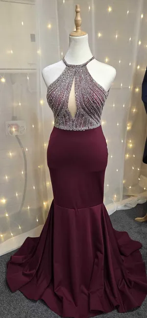 Wine Red Diamanté Dress