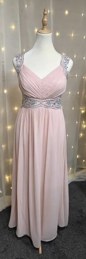 Pale Pink Diamanté Dress – Size 12-14