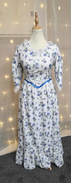 White Dress with Blue Flowers