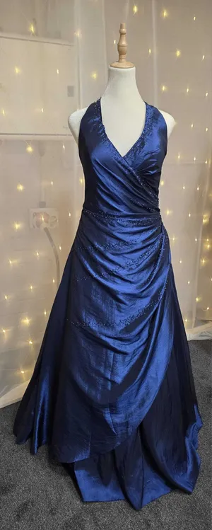 Navy Blue Halter Neck Sequinned Dress – Size 14-16