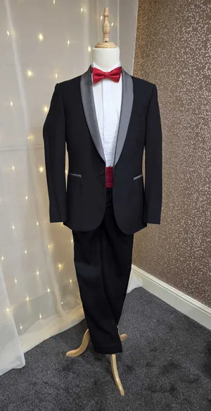 Black & Silver Grey Dinner Suit – 40L Slim Fit