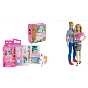 Barbie Doll House Playset & Barbie & Ken Doll