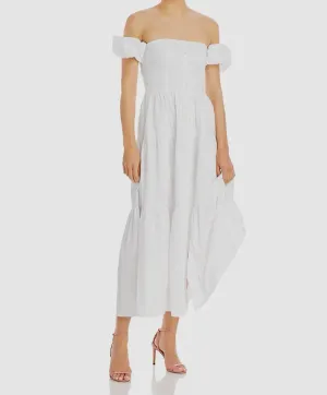 Staud Elio Cotton Off the Shoulder Midi Dress (size 00)