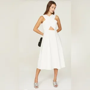Rosetta Getty White Crisscross Midi Dress (size 14)