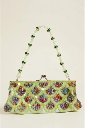 Vintage 90's Max Mayer Candy Green Beaded Mini Bag