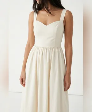 J.Crew Sweetheart Neck Poplin Midi Dress (size xs)