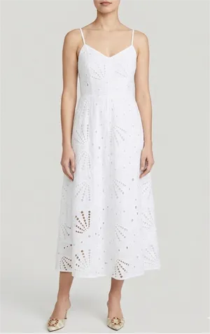 White Embroidered Midi Sundress (size 14)