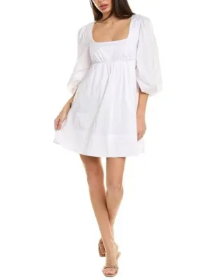 STAUD Sophie White Poplin 3/4 Sleeve Mini Dress (size xs)