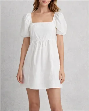 Draper James White Babydoll Poplin Puff Sleeve Dress (size medium)