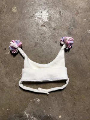 18M-3T: White w/pink and purple head tassels