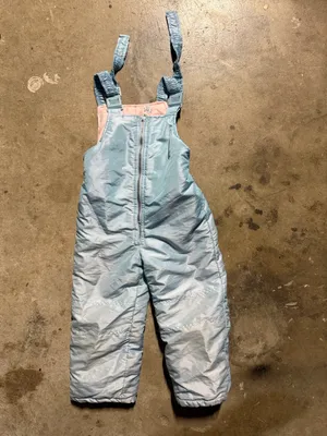 5-6T: Ollie's , pink snow bib (blue with pink lining