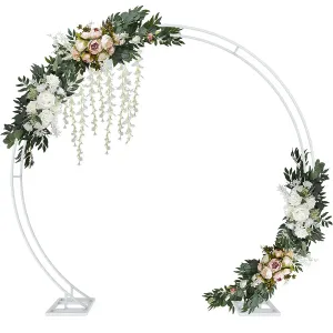 ARCH - WHITE METAL DOUBLE CIRCULAR ARCH - FLORALS RENT SEPARATELY