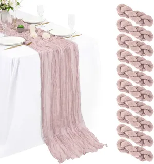 LINEN - CHEESECLOTH TABLE RUNNER - DUSTY PINK 10FT X 35