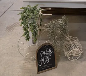 NOVELTY / SPECIALTY - ANTIQUE WHITE METAL BICYCLE PLANT / FLOWER STAND 
