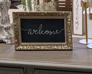 SIGN - TABLETOP GOLD FRAMED CHALKBOARD SIGN 