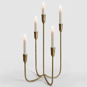 CANDLE / CANDLESTICK HOLDER - 5-Candle Cast Iron Metal Candelabra Candlestick Holders - Candles rented separately