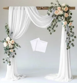 ARCH - WOODEN ARCH W/ 2 SHEER DRAPES INCLUDED - FLORALS NOT INCLUDED