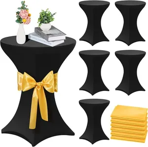 TABLE LINEN - BLACK COCKTAIL SPANDEX TABLE COVERS Cocktail Table Covers Black 32x43 Inch