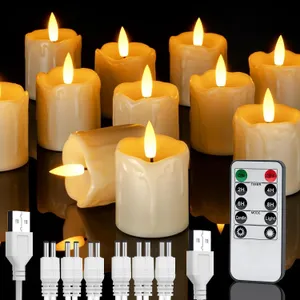 CANDLE - 2X2IN RECHARGEABLE FLAMELESS PILLAR CANDLES W/ TIMER Remote LED Votive Tea Lights 
