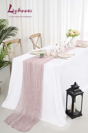 LINEN - CHEESECLOTH TABLE RUNNER - DUSTY PINK 10FT X 35