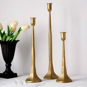 CANDLE HOLDER - GOLD IRON TAPER CANDLE HOLDER SET OF 3 - Candles rented separately