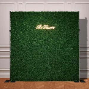 BACKDROP - GRASS WALL BACKDROP W/ METAL STAND - NEON SIGN SEPARATE RENTAL