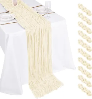 LINEN - CHEESECLOTH TABLE RUNNER, IVORY - 9FT X 17