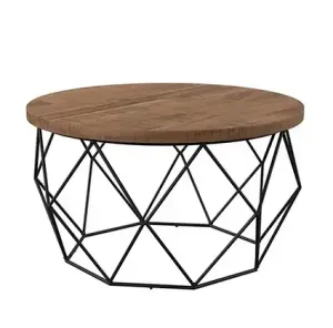 Modern Round Coffee Table Losange Metal Legs  W: 32 in x H: 18 in x D: 32 in