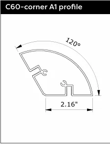  C60-corner A1 profile B  3 x 95.19 (2418,0mm) 120 degree