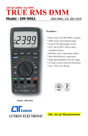 Multímetro Digital Multifunción CAT III 1000 V DM-9960