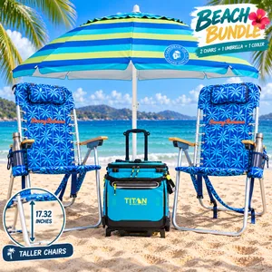 Beach Bundle 2 - (2 Tall/High Chairs, 1 Umbrella and 1 Cooler)