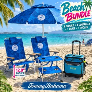 Tommy Bahama Beach Bundle 1 - (2 Chairs, 1 Umbrella, 1 table and 1 Cooler)