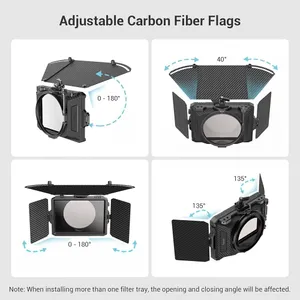 Smallig Mini Matte Box Pro for Mirrorless DSLR Cameras, Comes with 4 x 5.65 Filter Trays and 67mm/72mm/77mm/82mm-95mm Adapter Ring - 3680