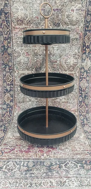 Black with Gold 3 Tier Dessert Tray