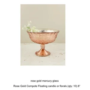 Rose Gold Mercury Pillar Candleholders (set of 2)