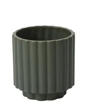 Dark Green Pot with Ribbing