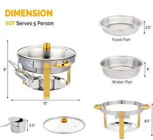 Gold on Silver Chafing Dish (5QT)