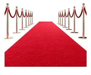 Red Carpet Runner Rug with Gold Stantions 