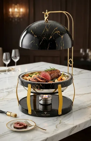 Luxury Black  Round  Chafing Dish (8QT)