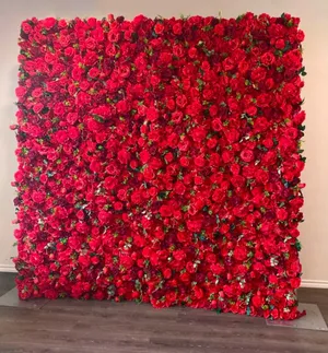 Red 8x8 Flower Wall Backdrop