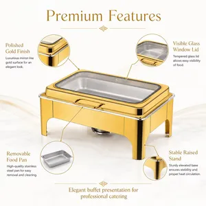 Luxury Gold Rectangular  Chafing Dish (9QT)