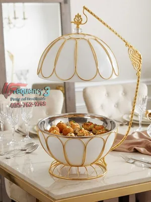Luxury White on Gold Round  Chafing Dish (8QT)